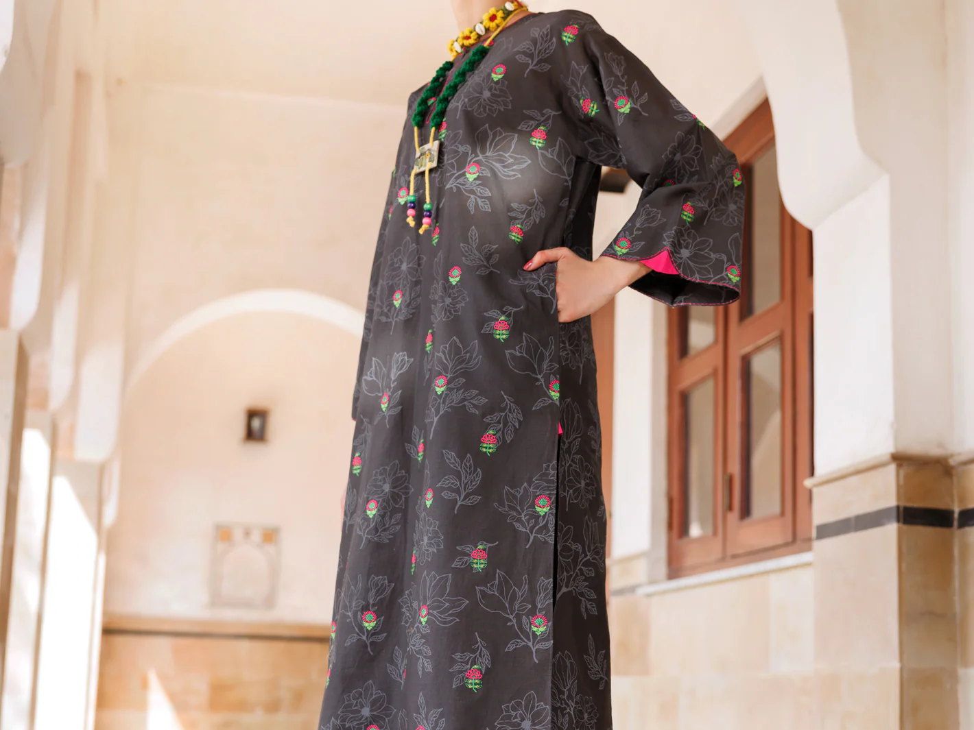 CHARCOAL CAMBRIC KURTI | AL-LK-969/FB-969A - Image 5
