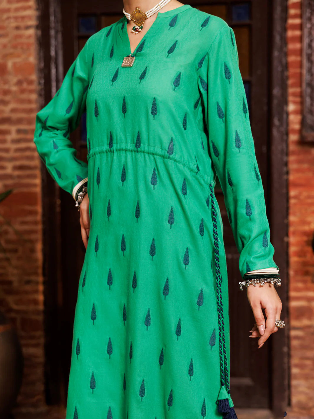 GREEN YARN DYED KURTI | AL-LK-972/LK-972A - Image 4