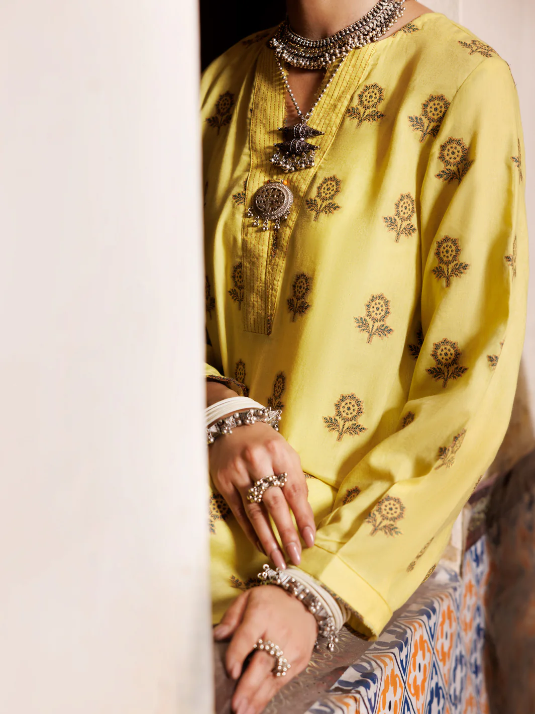 YELLOW YARN DYED KURTI | AL-LK-973/FB-973A - Image 2