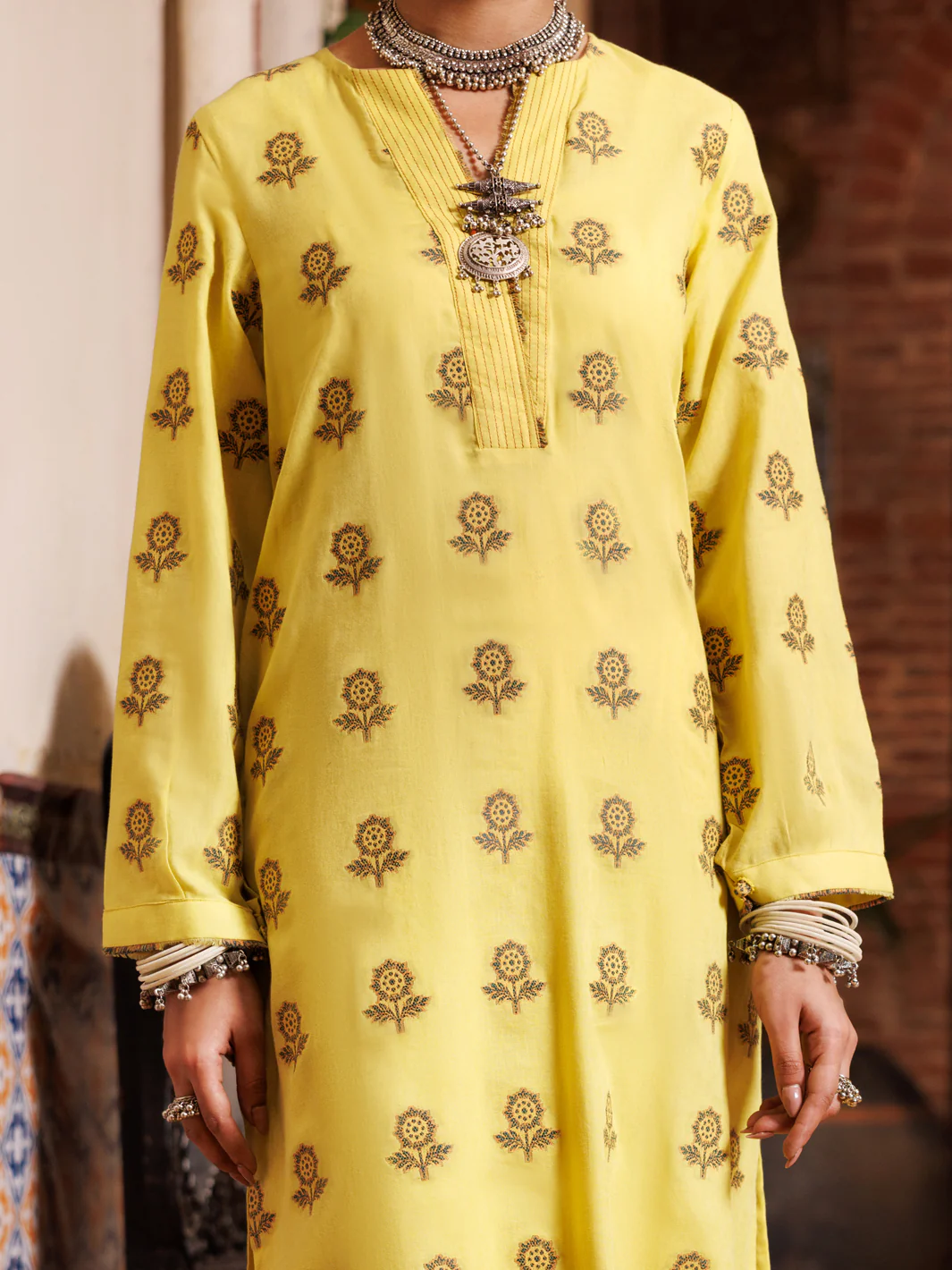 YELLOW YARN DYED KURTI | AL-LK-973/FB-973A - Image 4
