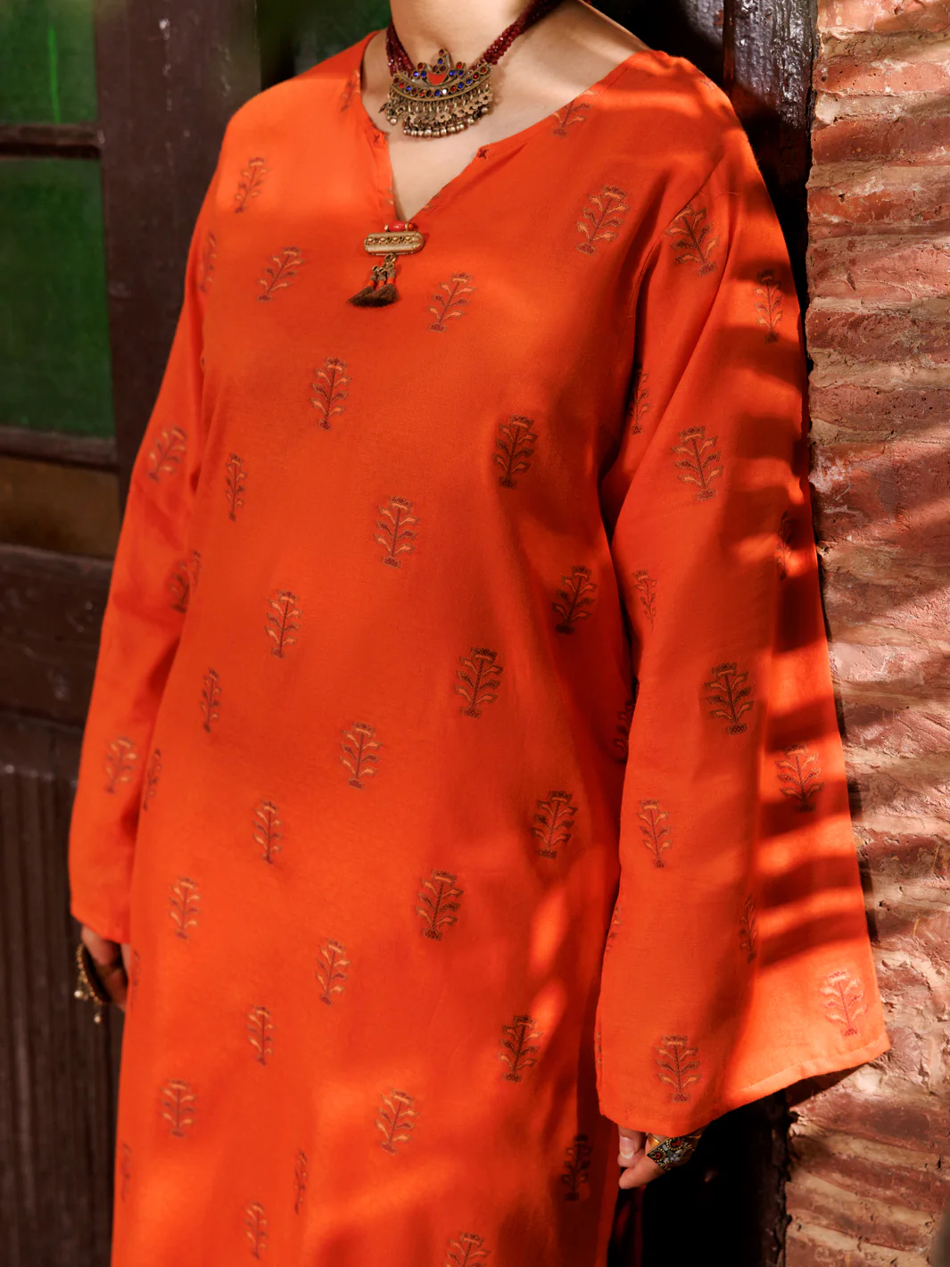 ORANGE YARN DYED KURTI | AL-LK-974/FB-974A - Image 2