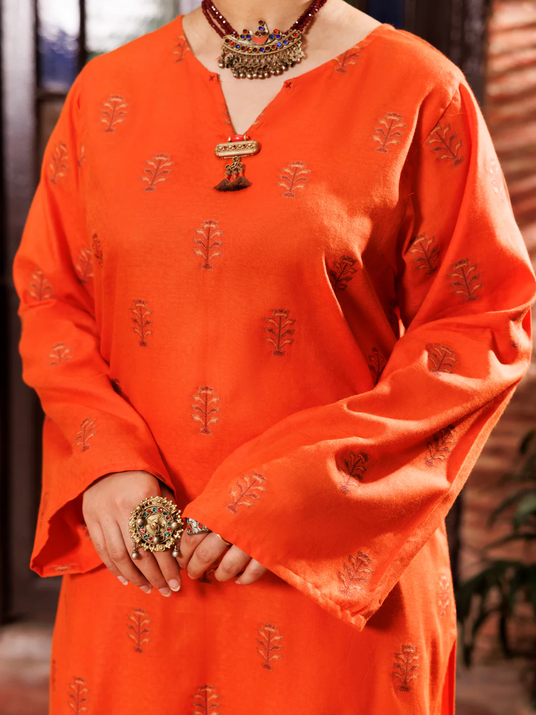 ORANGE YARN DYED KURTI | AL-LK-974/FB-974A - Image 4