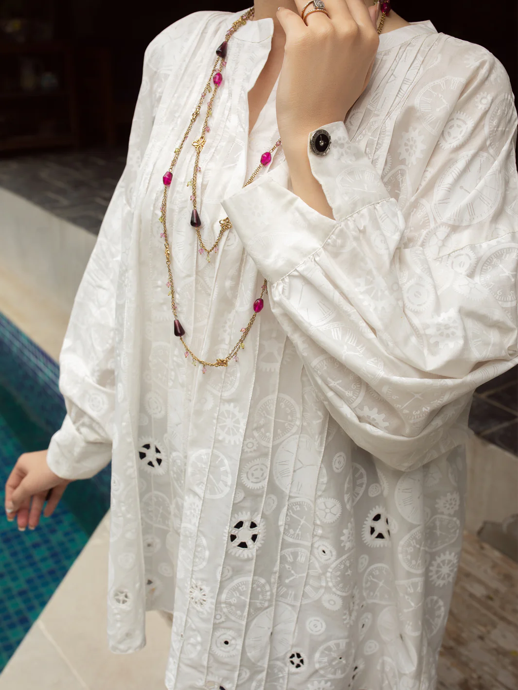 WHITE LAWN KURTI | AL-LK-US-839/FB-839A - Image 5