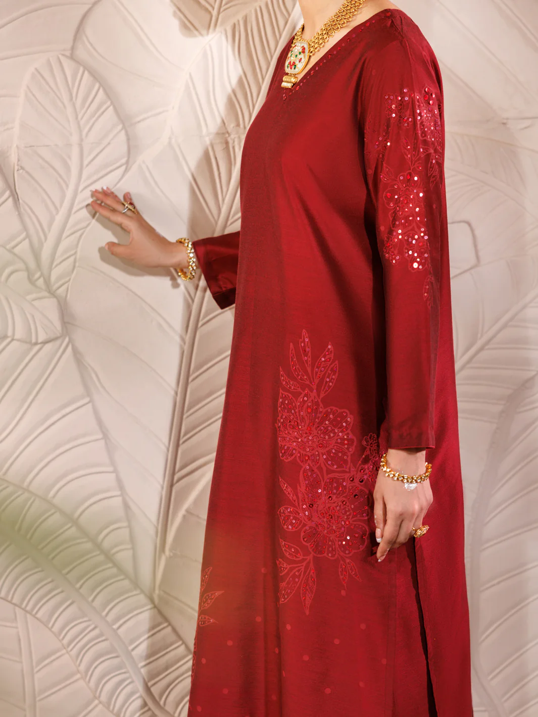 MAROON RAW SILK 2PC STITCHED | AL-LS-LKS-478/AM-2689A - Image 3