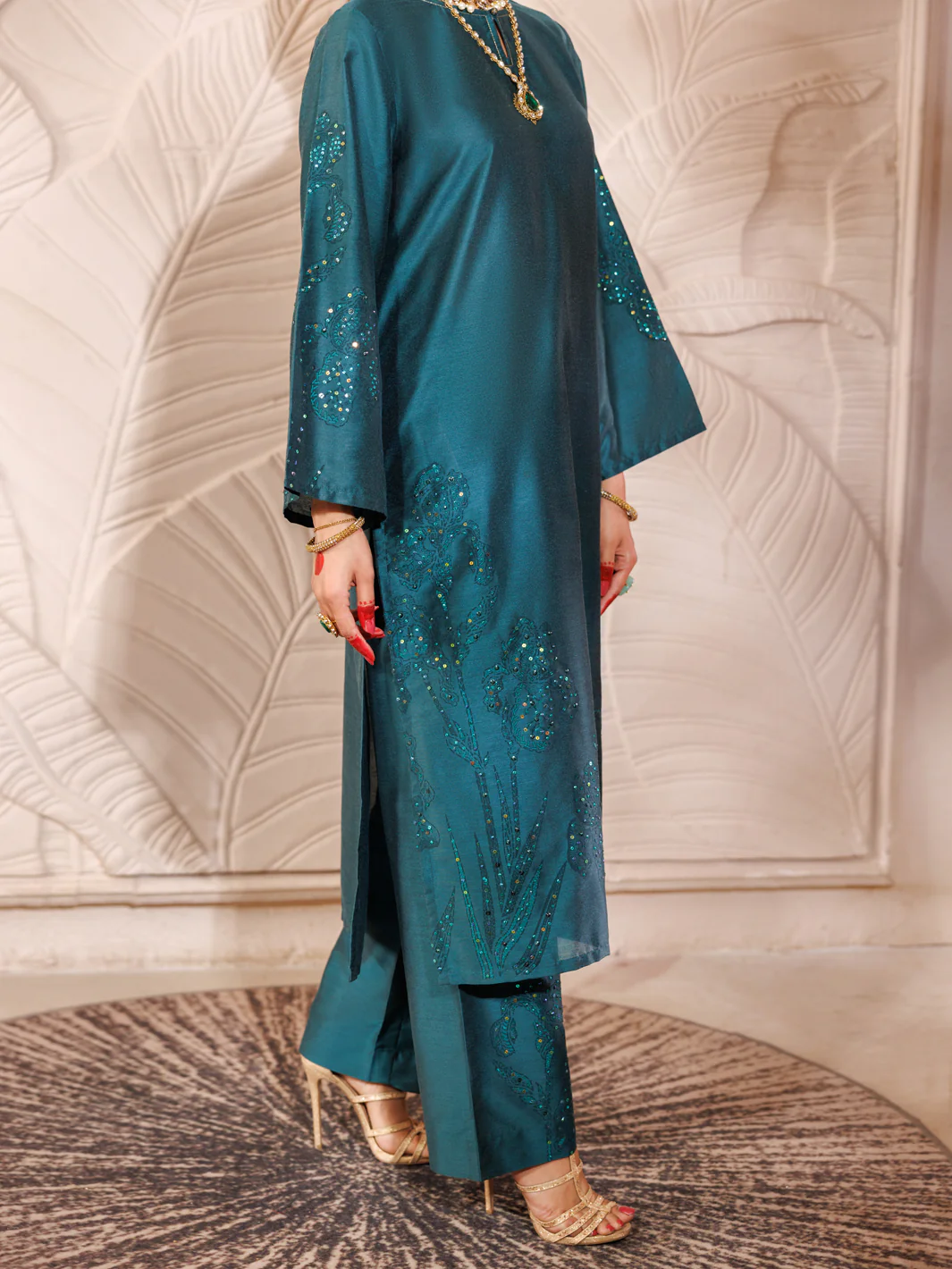GREEN RAW SILK 2PC STITCHED | AL-LS-LKS-479/AM-2689D - Image 2