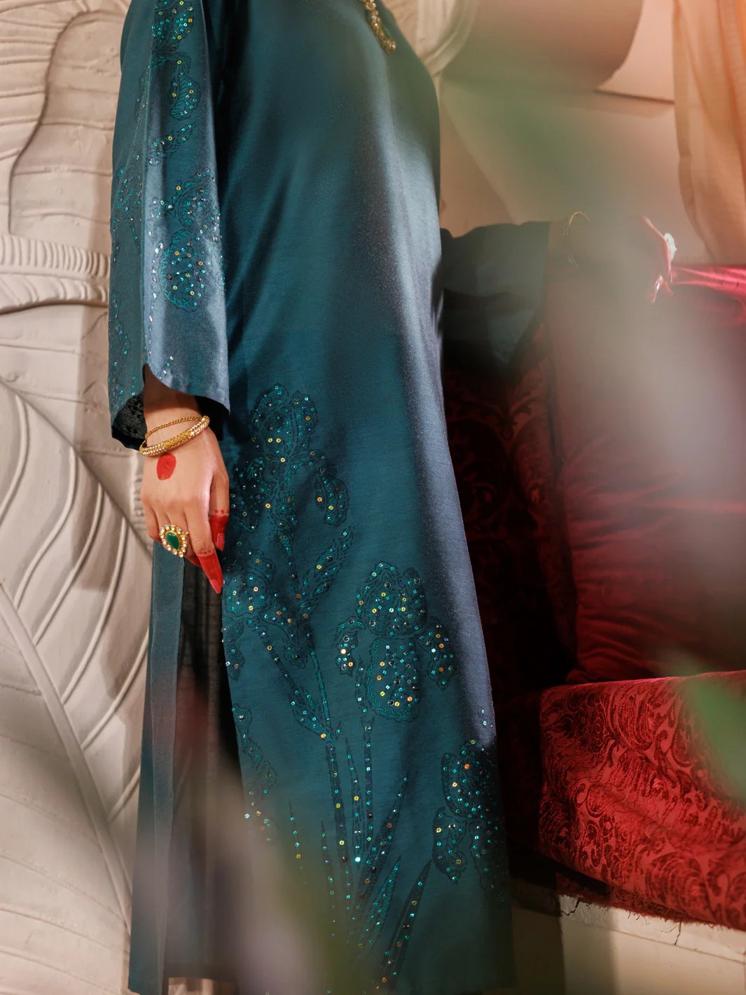 GREEN RAW SILK 2PC STITCHED | AL-LS-LKS-479/AM-2689D - Image 3