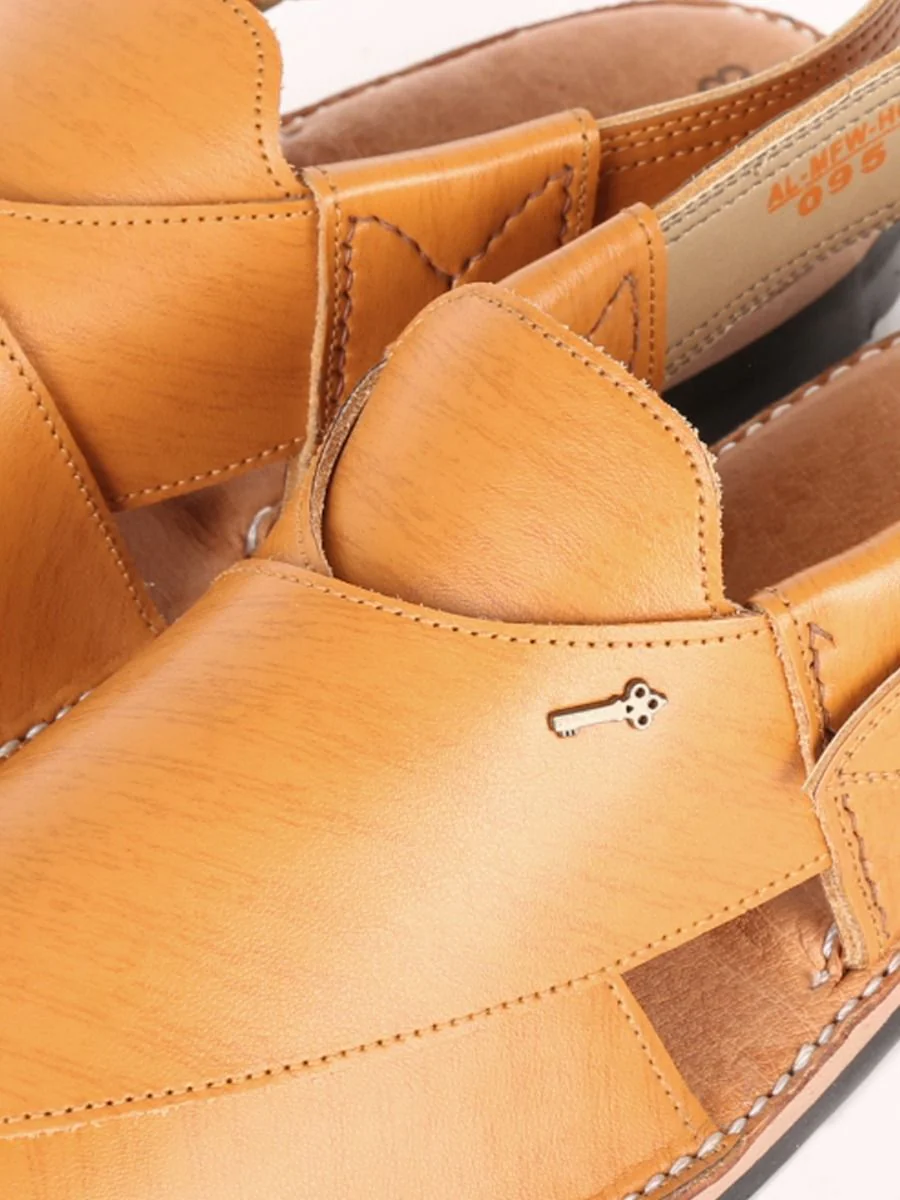 MUSTARD LEATHER PESHAWARI SANDALS | AL-MFW-HC-US-095 - Image 2