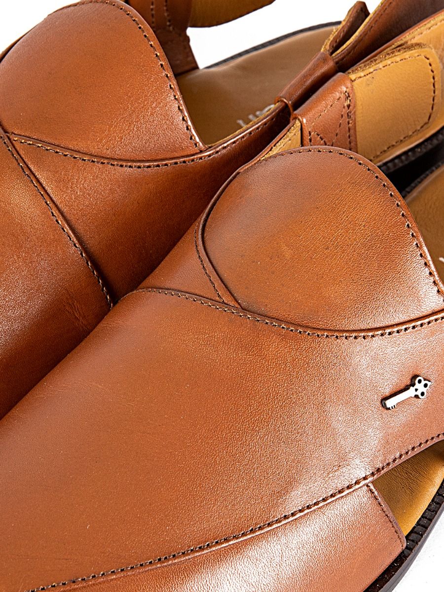 BROWN LEATHER PESHAWARI SANDALS | AL-MFW-HC-US-142 - Image 2