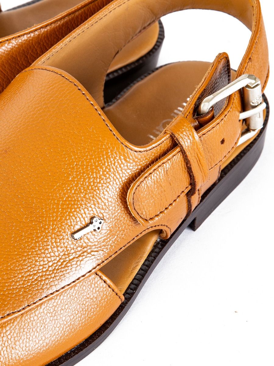TAN LEATHER PESHAWARI SANDALS | AL-MFW-HC-US-144 - Image 2