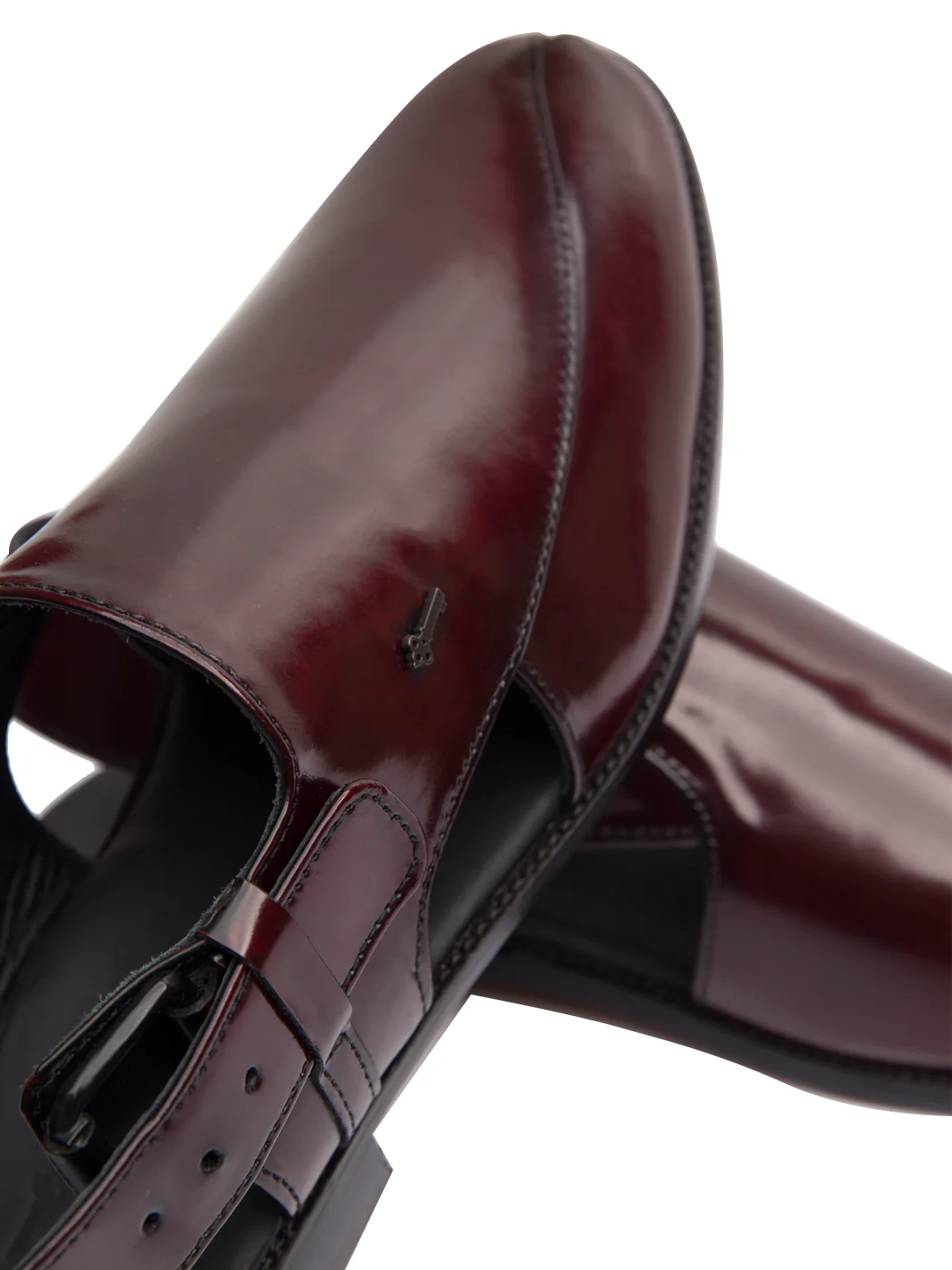BURGUNDY LEATHER PESHAWARI SANDALS | AL-MFW-HC-US-148-R1 - Image 3