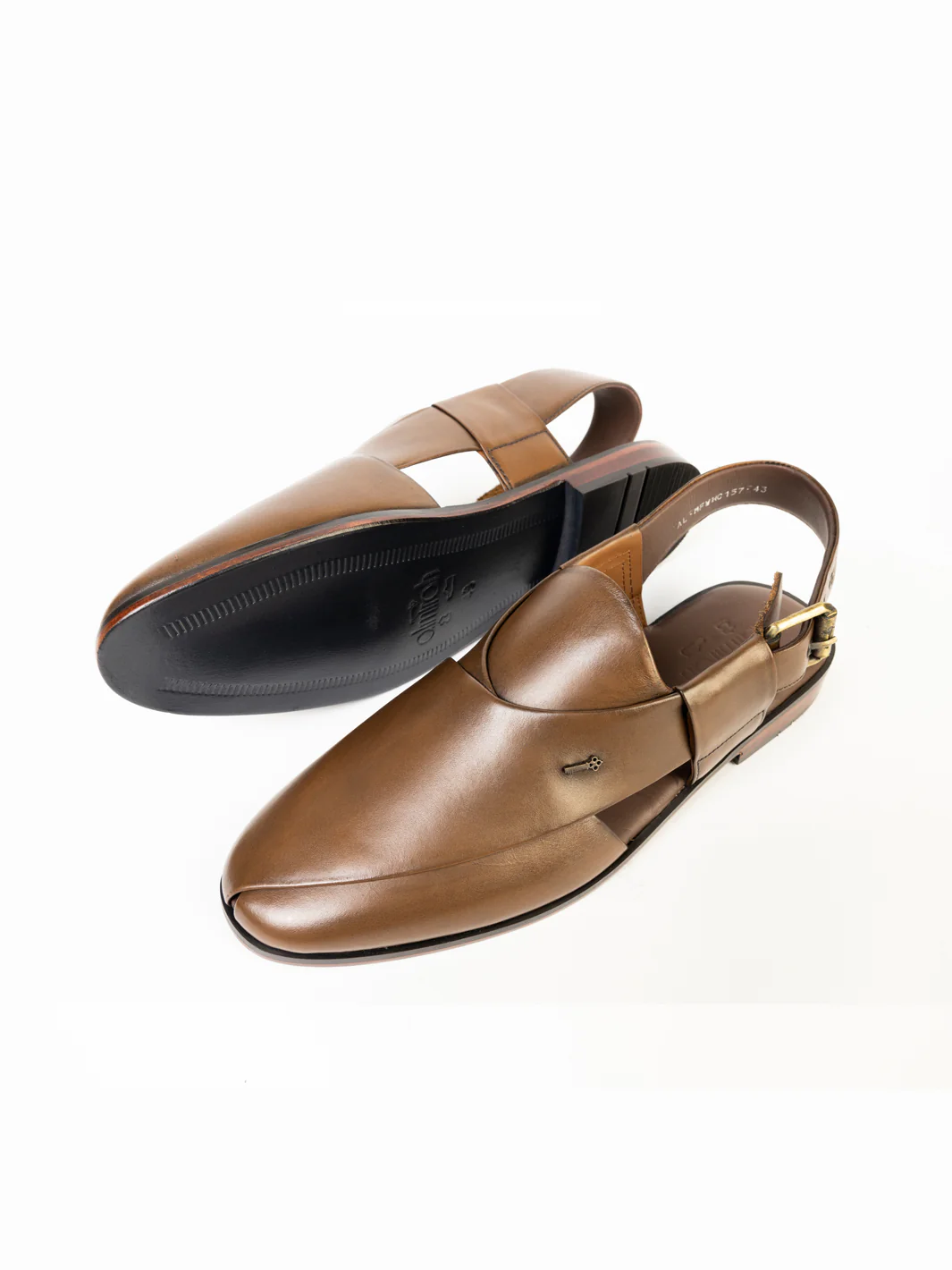 BROWN LEATHER PESHAWARI SANDALS | AL-MFW-HC-US-157 - Image 2