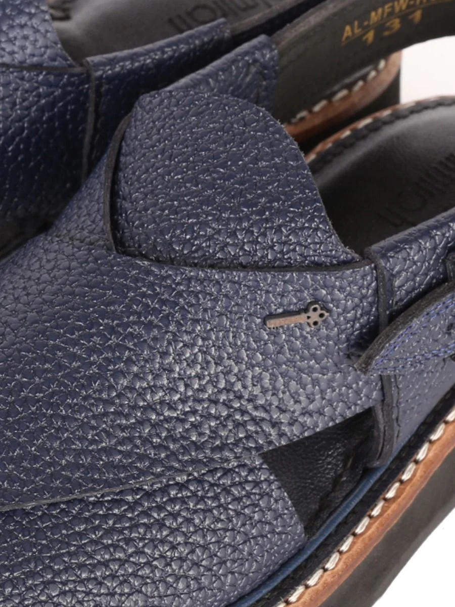 BLUE LEATHER PESHAWARI SANDALS | AL-MFW-HCK-US-131 - Image 2