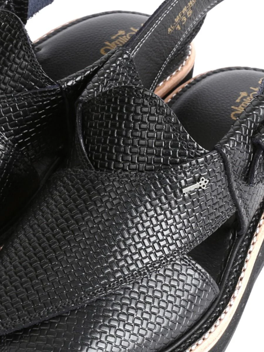 BLACK LEATHER PESHAWARI SANDALS | AL-MFW-HCK-US-135 V-1 2021 - Image 2