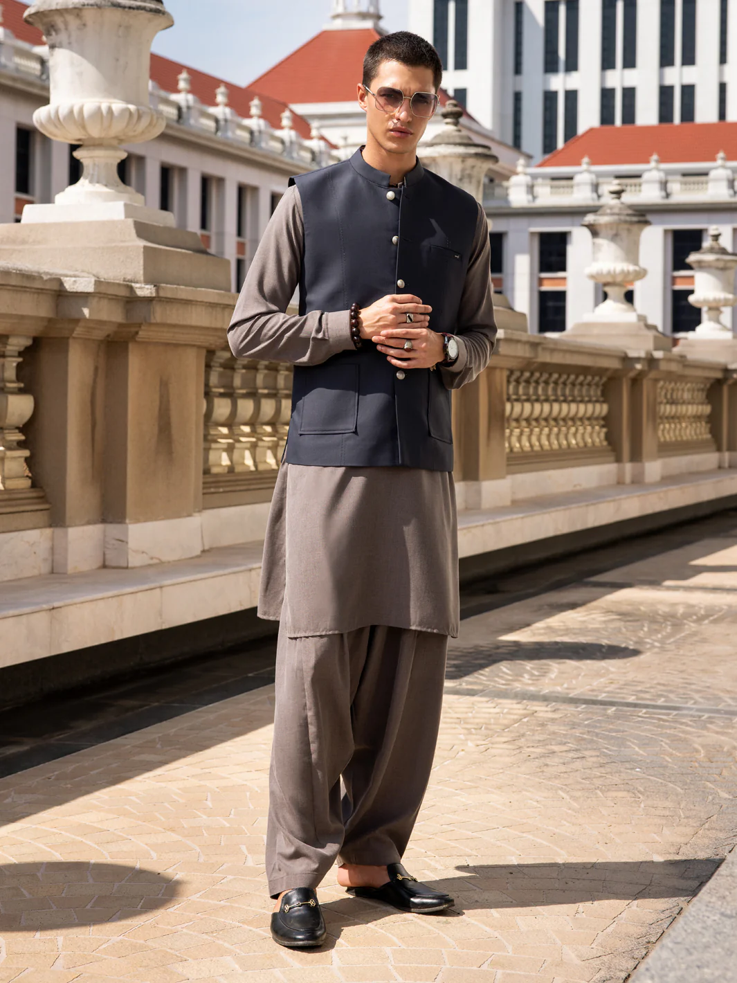 GREY TERRY RAYON WAISTCOAT | AL-WC-534/AM-6188A - Image 3