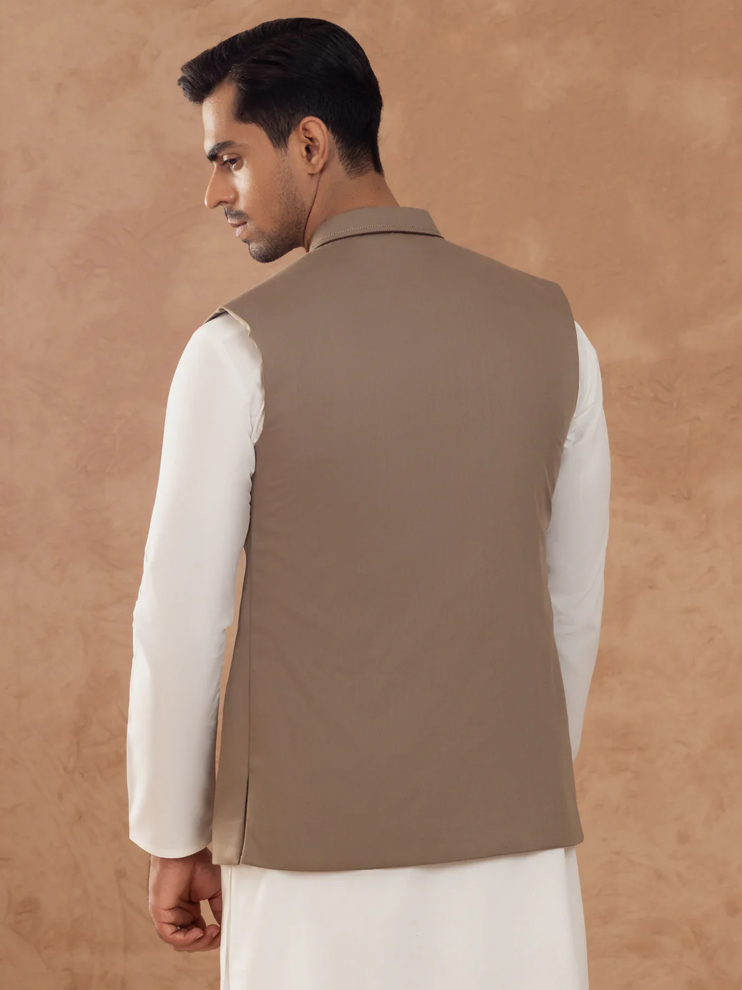 ASH BROWN TAFLON RAYON WAISTCOAT | AL-WC-538A/AM-6244A - Image 3