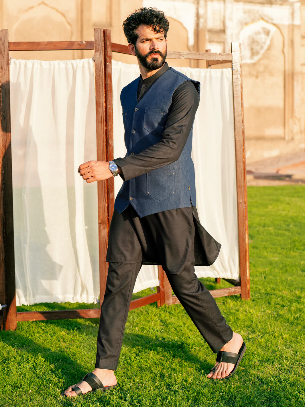 INDIGO COTTON WAISTCOAT | AL-WC-540/AM-6238A - Image 2