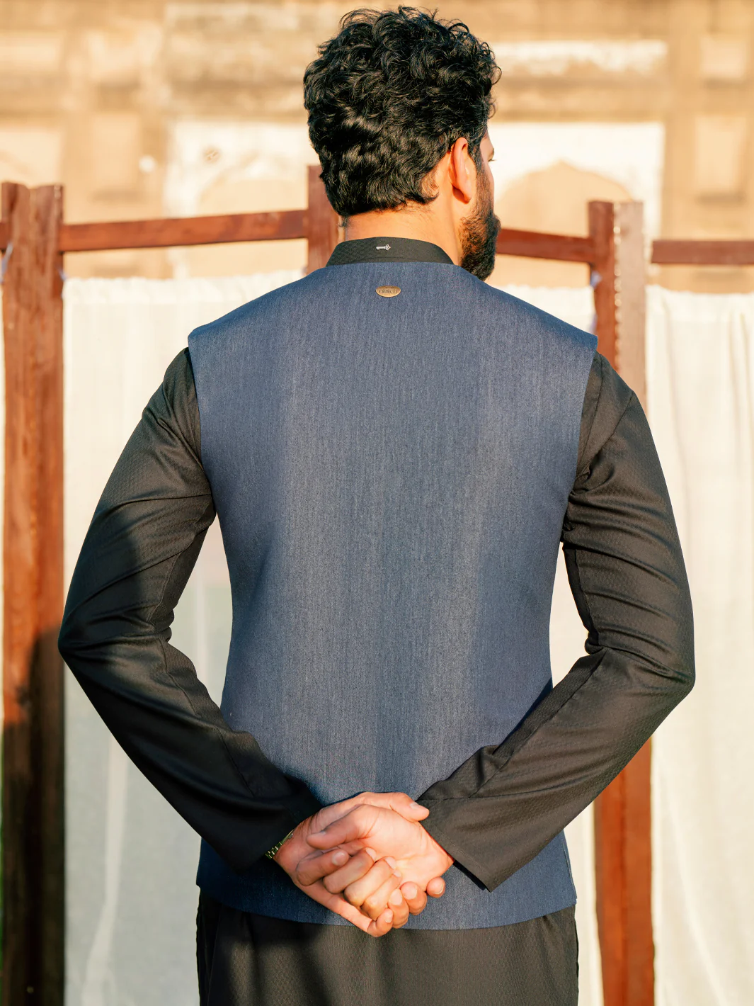 INDIGO COTTON WAISTCOAT | AL-WC-540/AM-6238A - Image 3