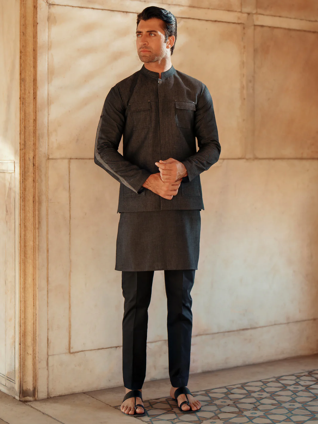 CHARCOAL GREY COTTON WAISTCOAT | AL-WC-542/AM-6237B - Image 2