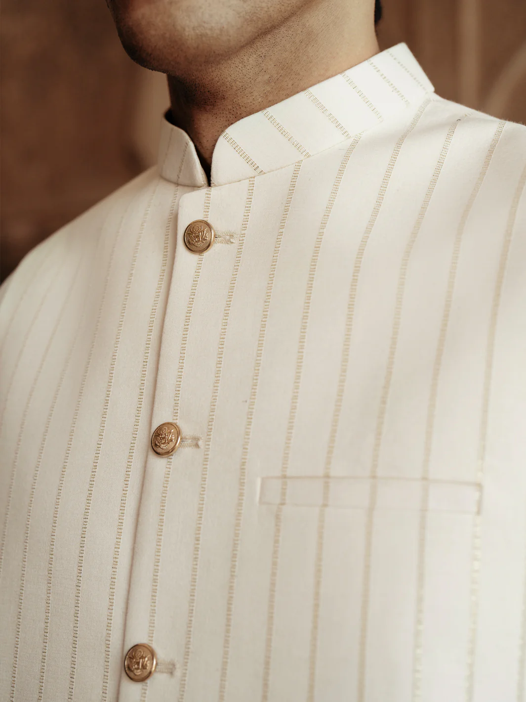 CREAM COTTON WAISTCOAT | AL-WC-546A/ALR-073D - Image 3