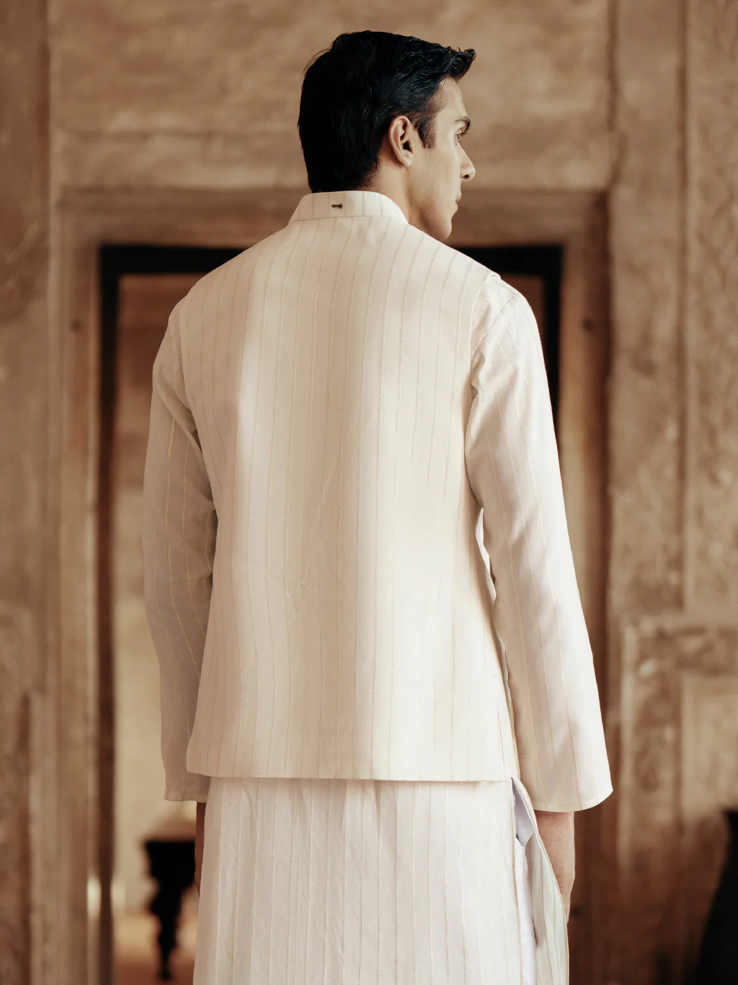 CREAM COTTON WAISTCOAT | AL-WC-546A/ALR-073D - Image 4