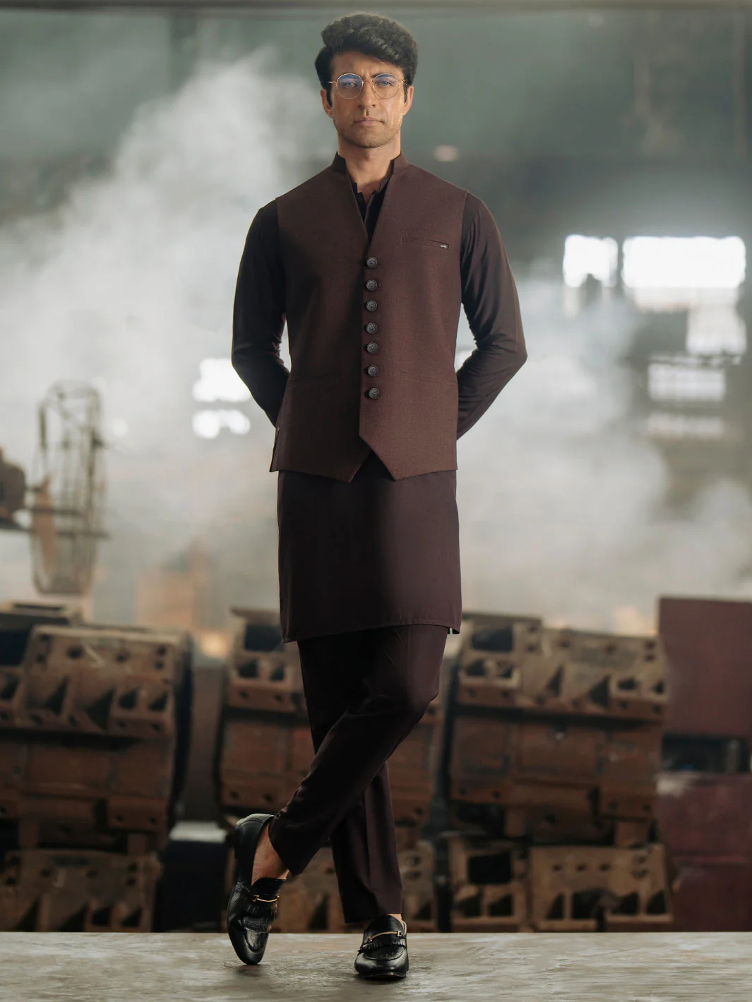 MAROON VISCOSE WAISTCOAT | AL-WC-561/AM-6256C - Image 2
