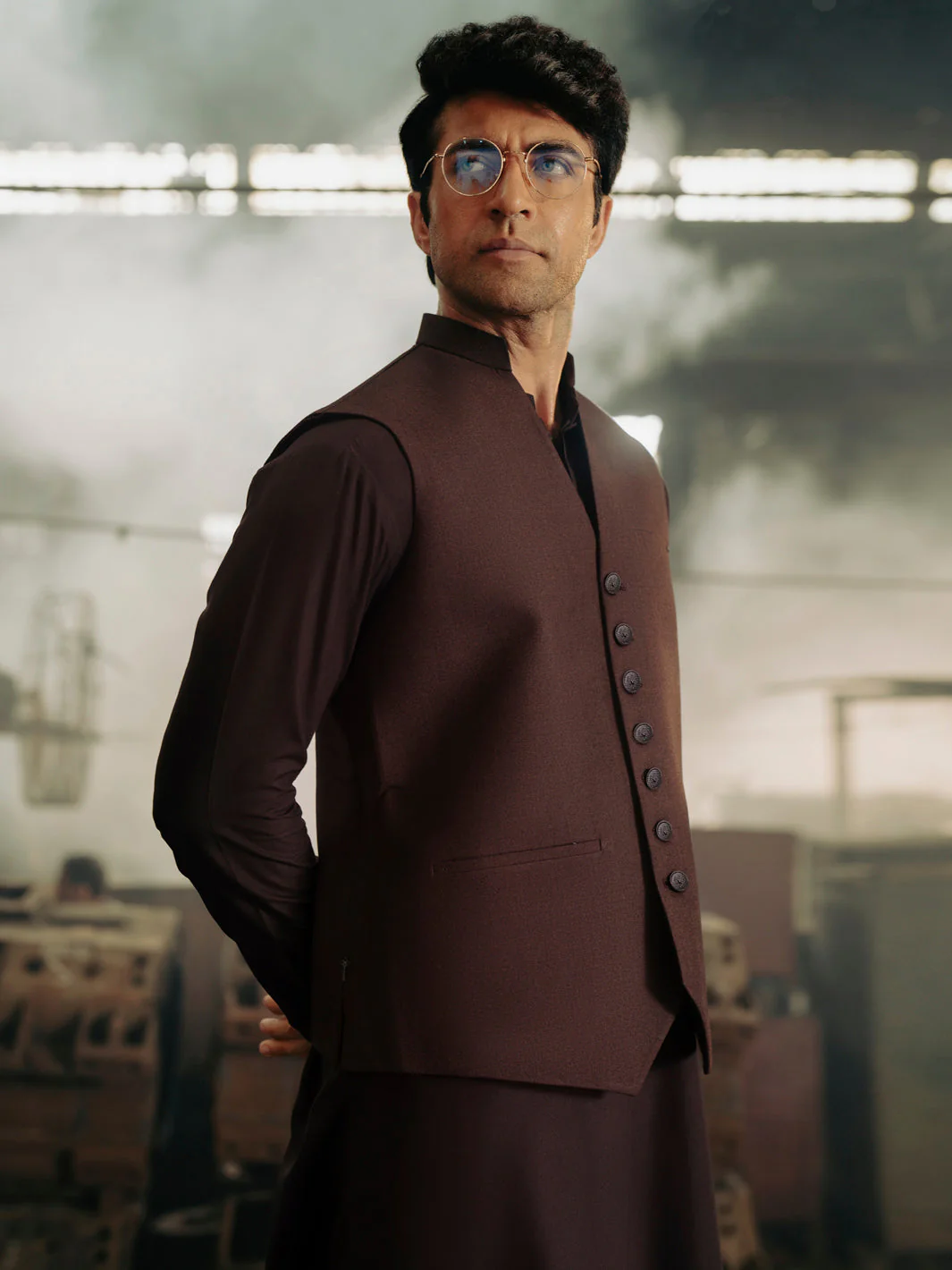 MAROON VISCOSE WAISTCOAT | AL-WC-561/AM-6256C - Image 3