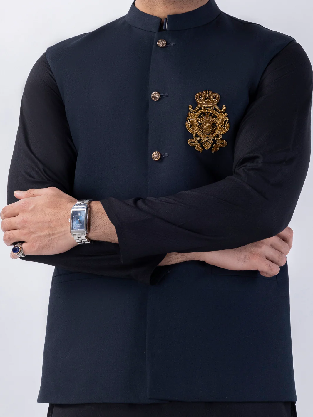 MIDNIGHT BLUE BLENDED WAISTCOAT | AL-WC-571A/AM-6275A - Image 3