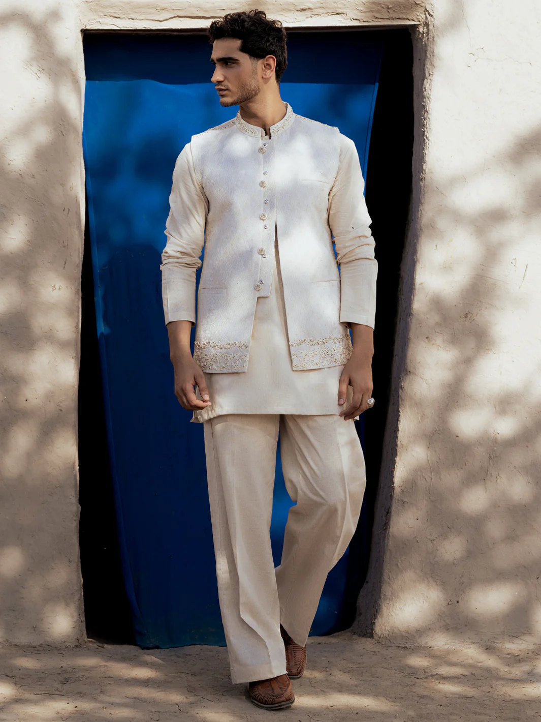 OFF WHITE BLENDED WAISTCOAT | AL-WC-572/AM-6252A - Image 2