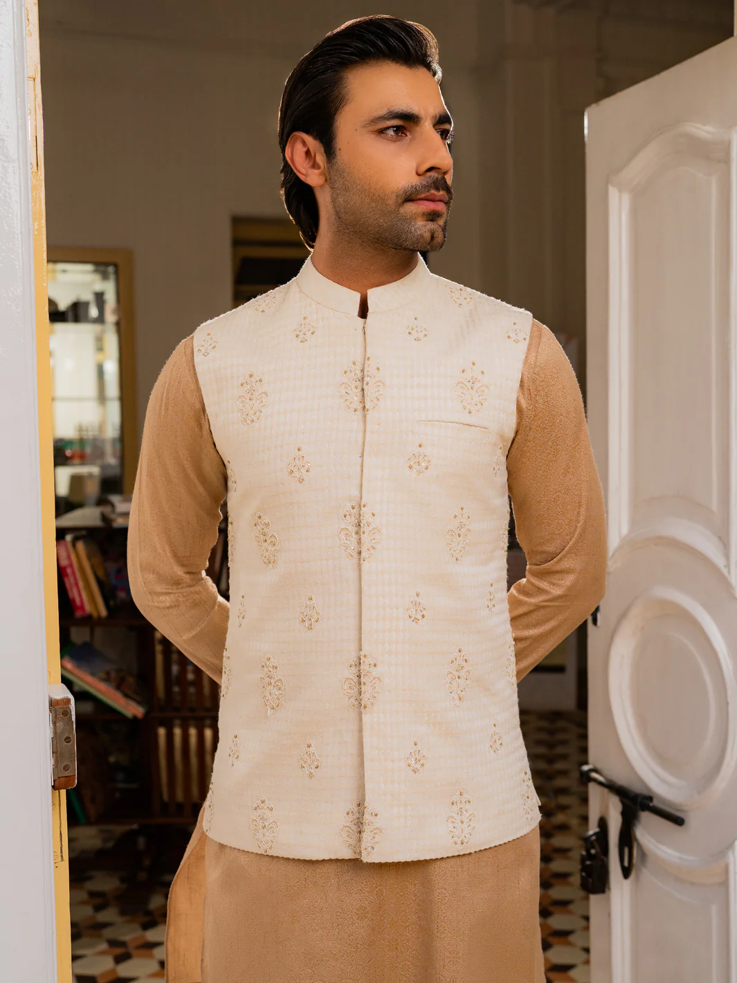 OFF WHITE BLENDED WAISTCOAT | AL-WC-577/AM-6254A - Image 2