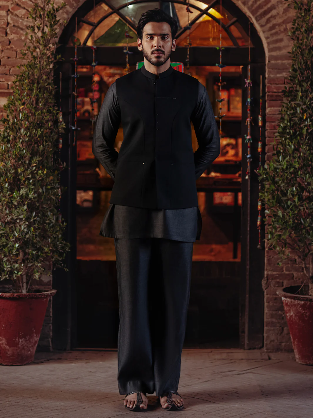 BLACK BLENDED WAISTCOAT | AL-WC-586/AM-6256E - Image 2