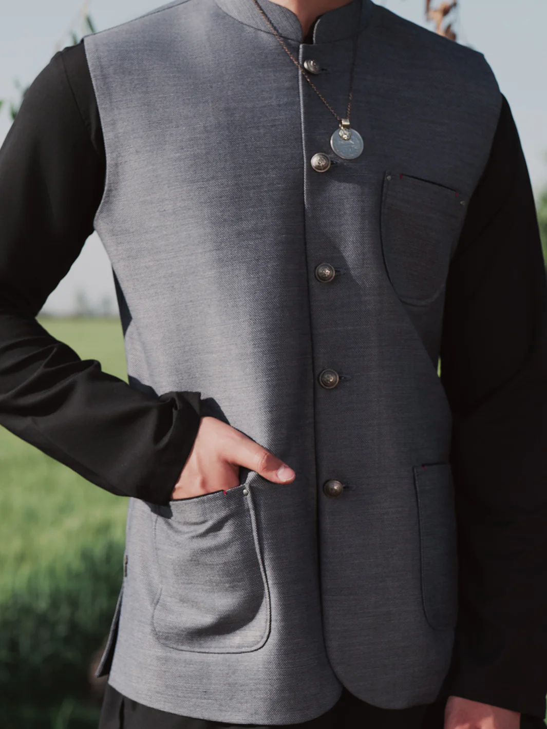 BLUE BLENDED WAISTCOAT | AL-WC-589/AM-6322A - Image 3