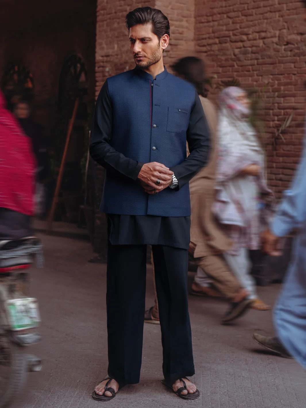 NAVY BLUE BLENDED WAISTCOAT | AL-WC-590A/AM-6322C - Image 2