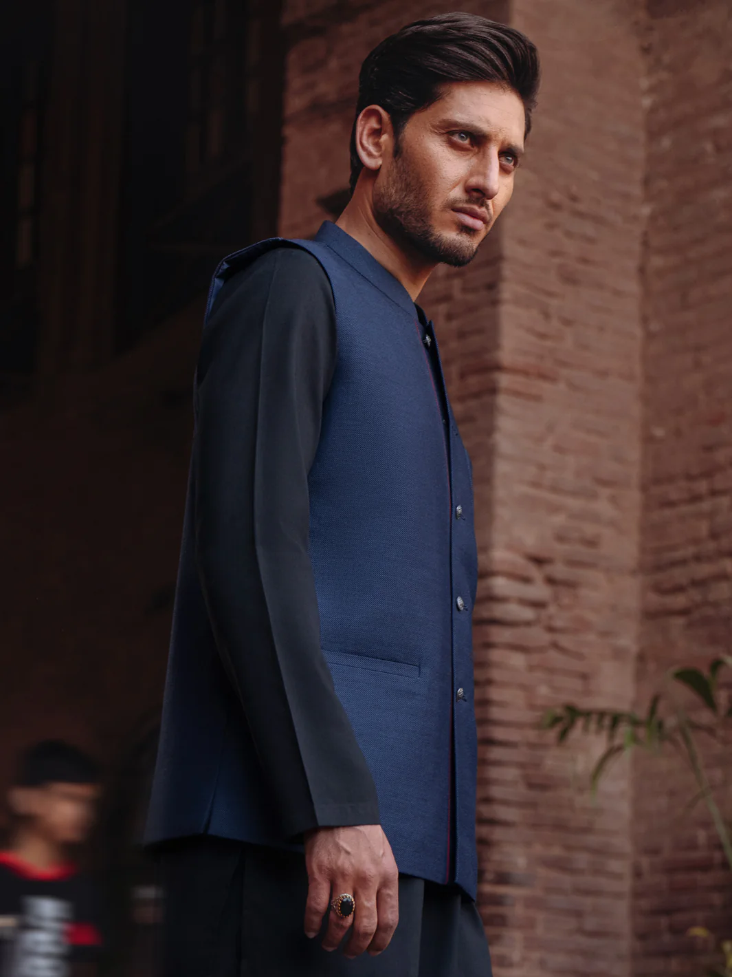 NAVY BLUE BLENDED WAISTCOAT | AL-WC-590A/AM-6322C - Image 3