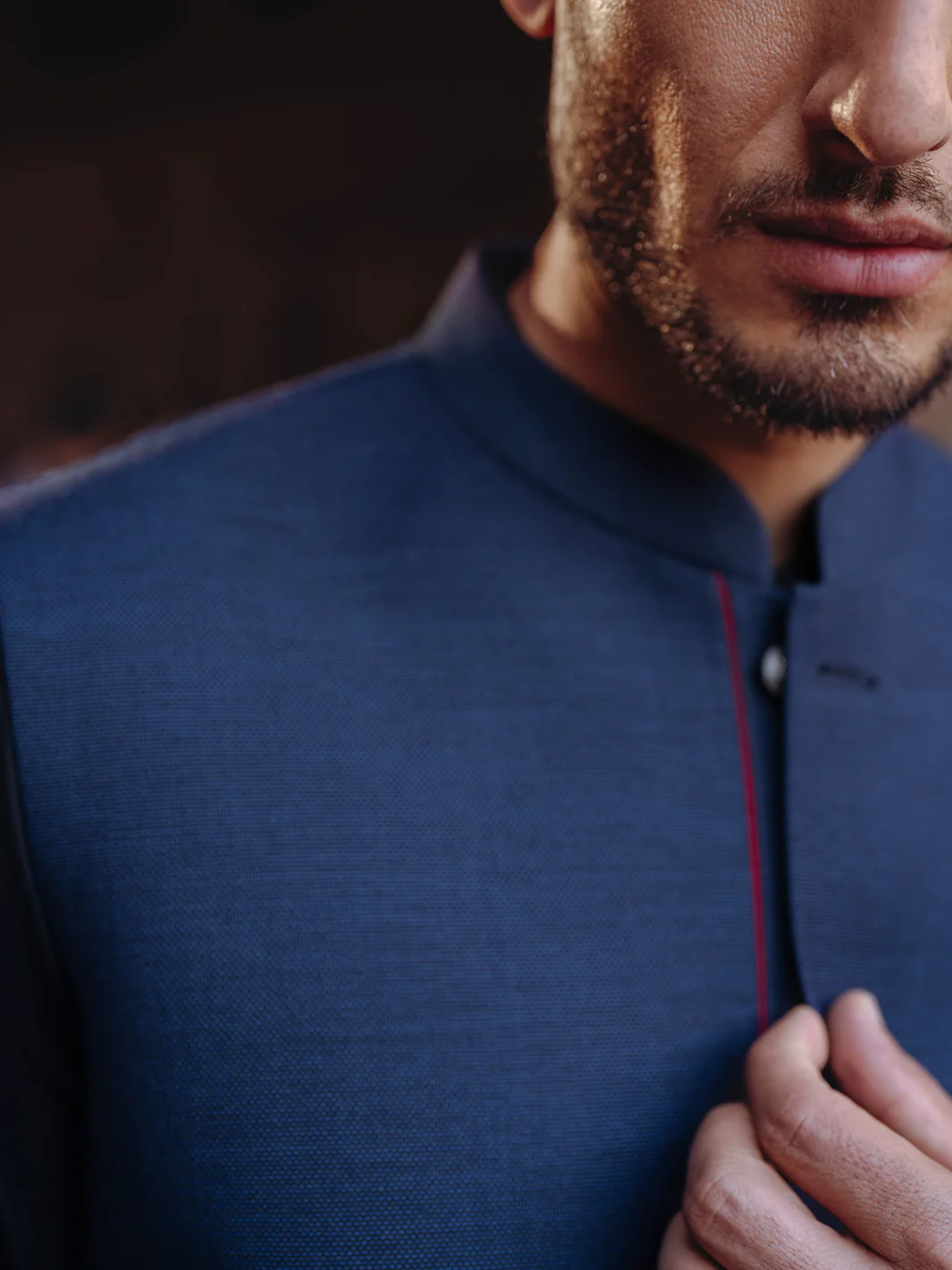 NAVY BLUE BLENDED WAISTCOAT | AL-WC-590A/AM-6322C - Image 4