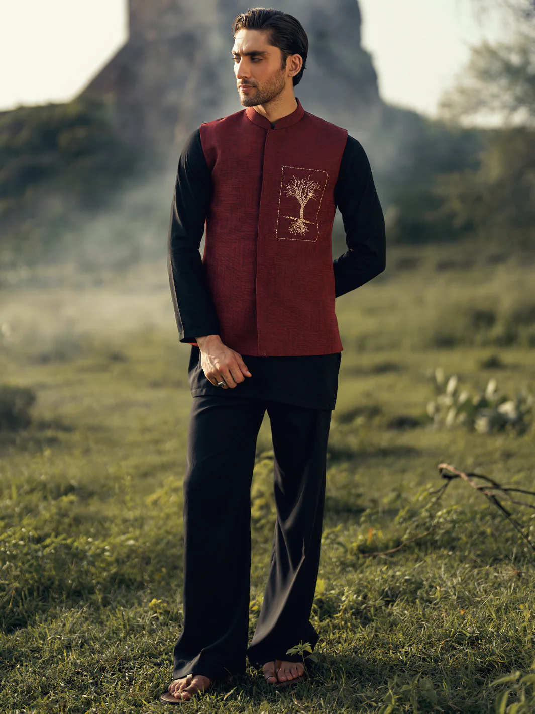 RED BLENDED WAISTCOAT | AL-WC-596B/AM-11007B - Image 2