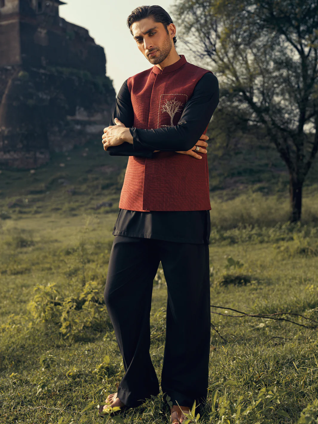 RED BLENDED WAISTCOAT | AL-WC-596B/AM-11007B - Image 5