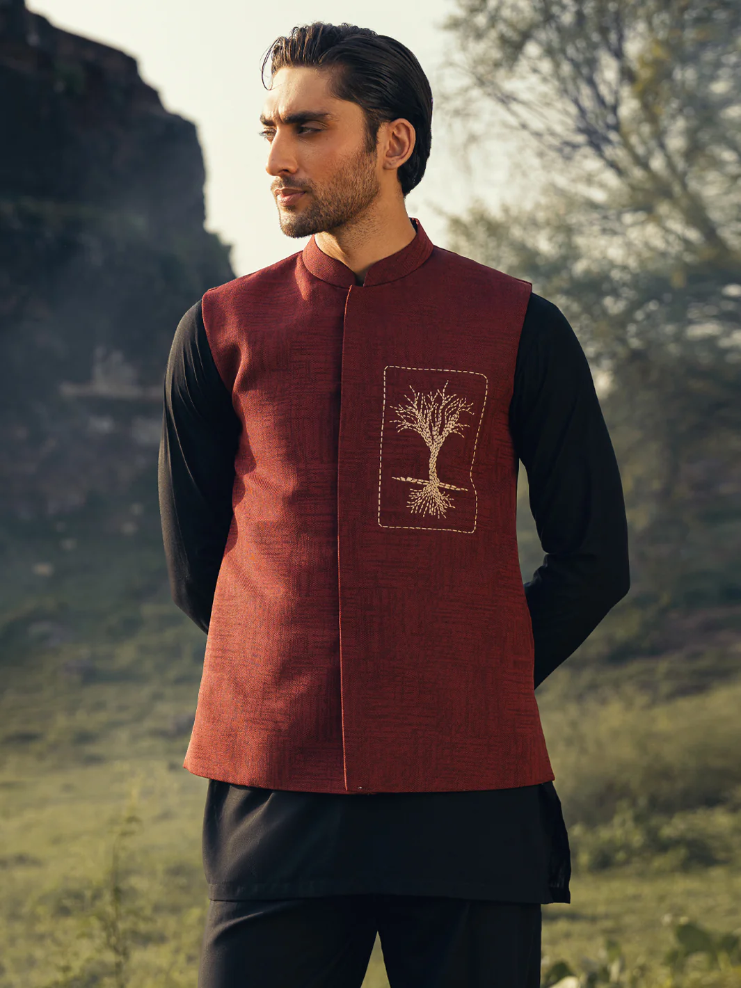 RED BLENDED WAISTCOAT | AL-WC-596B/AM-11007B - Image 6