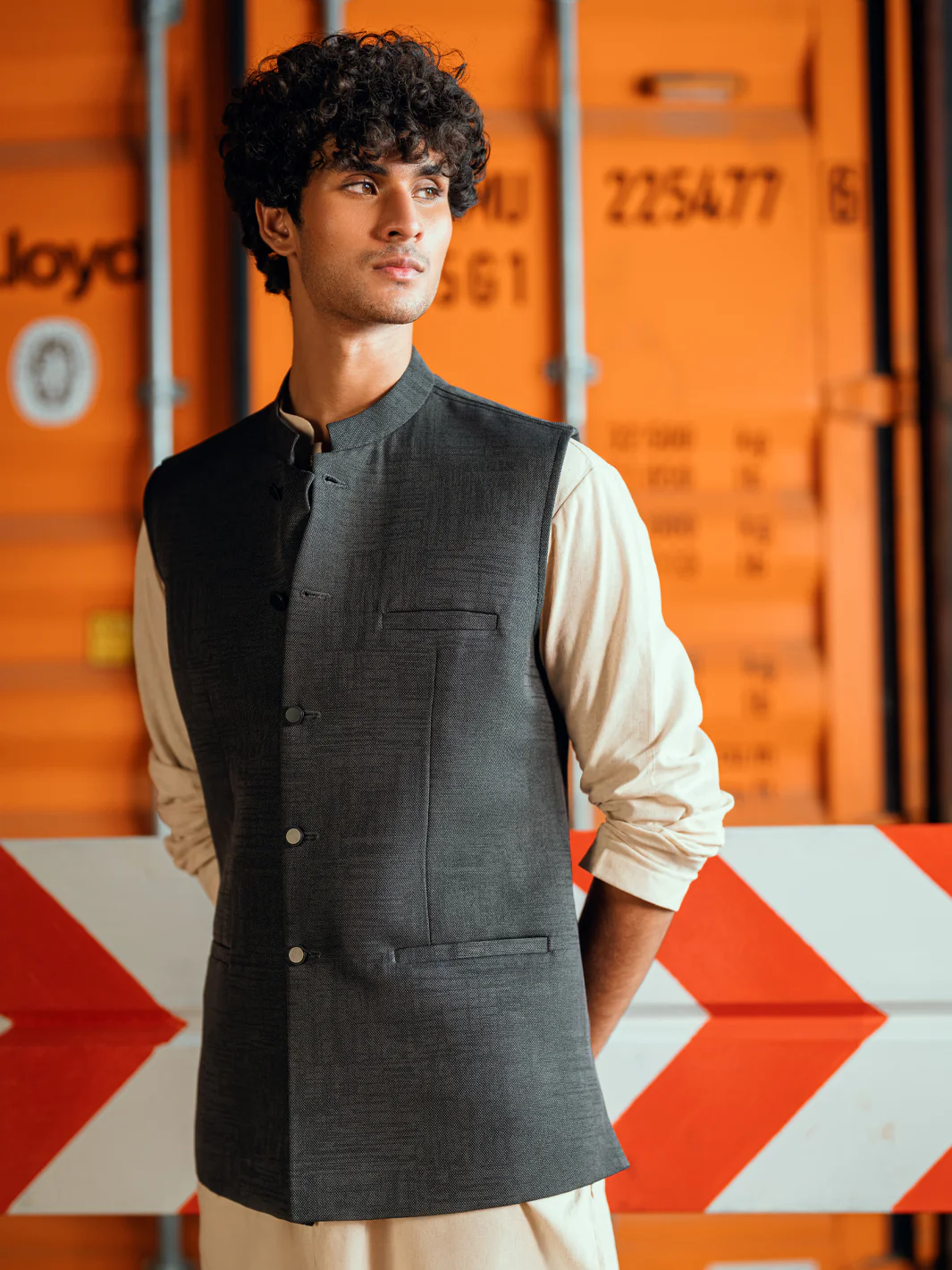 CHARCOAL GREY BLENDED WAISTCOAT | AL-WC-597/AM-11007C - Image 4