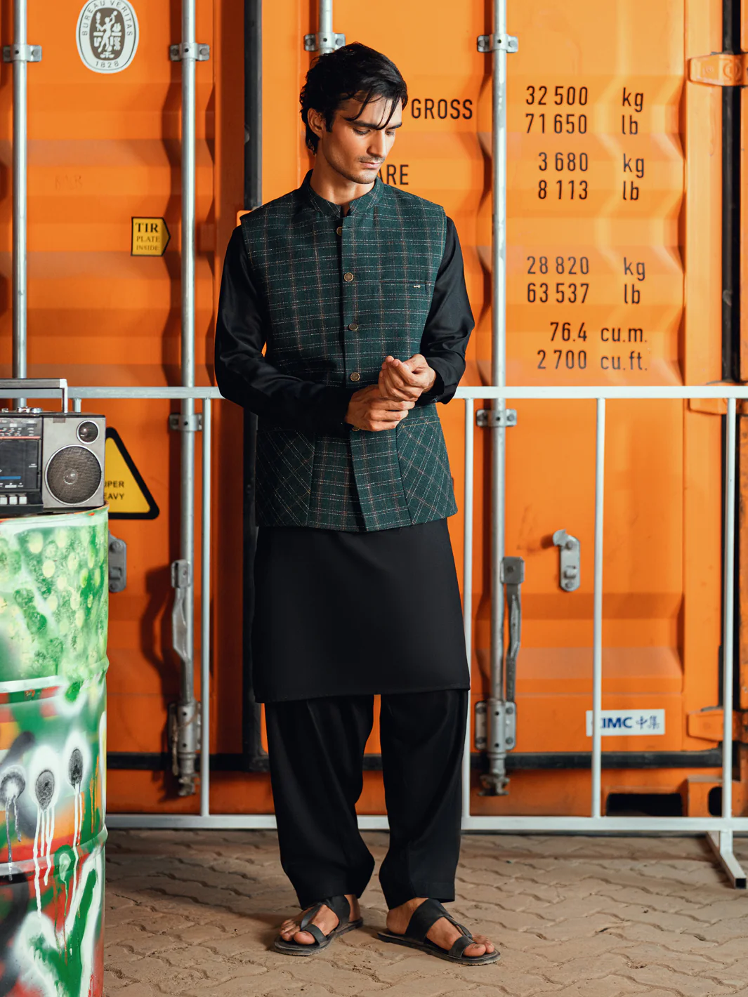 DARK GREEN BLENDED WAISTCOAT | AL-WC-598B/AM-11009B - Image 2