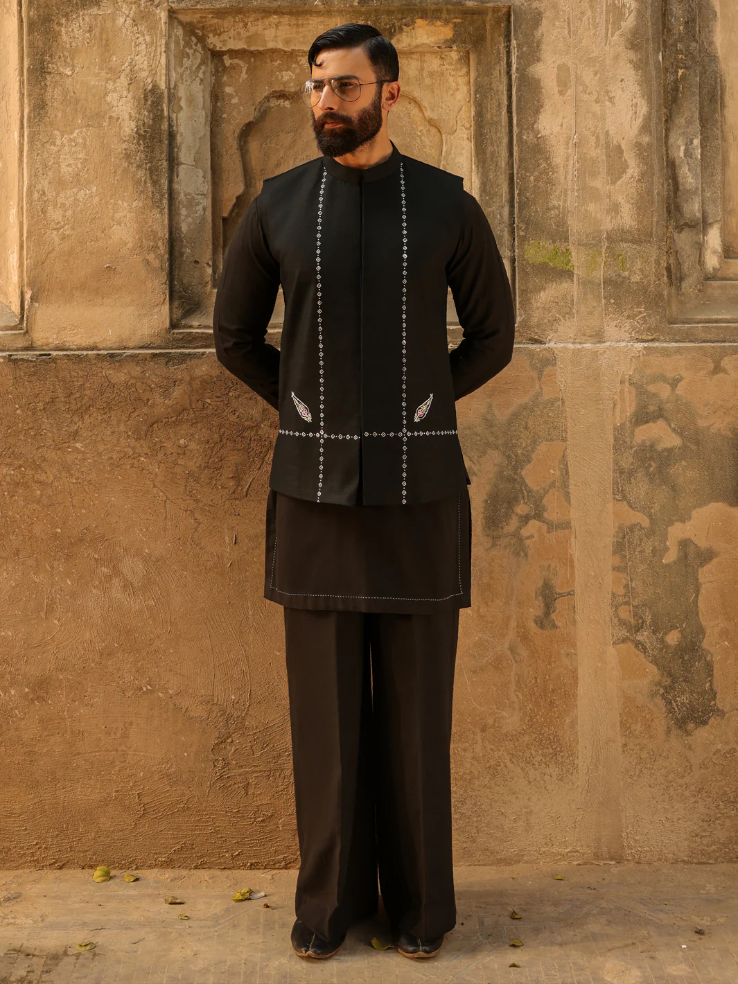 BLACK COTTON WAISTCOAT | AL-WC-608A/AM-6349C