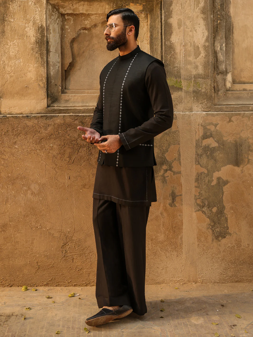 BLACK COTTON WAISTCOAT | AL-WC-608A/AM-6349C - Image 3