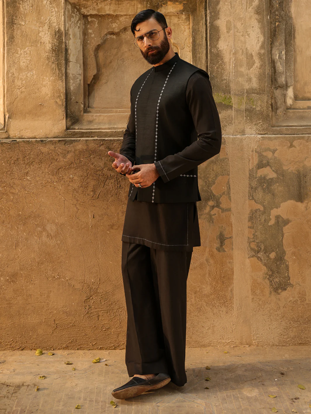 BLACK COTTON WAISTCOAT | AL-WC-608A/AM-6349C - Image 5