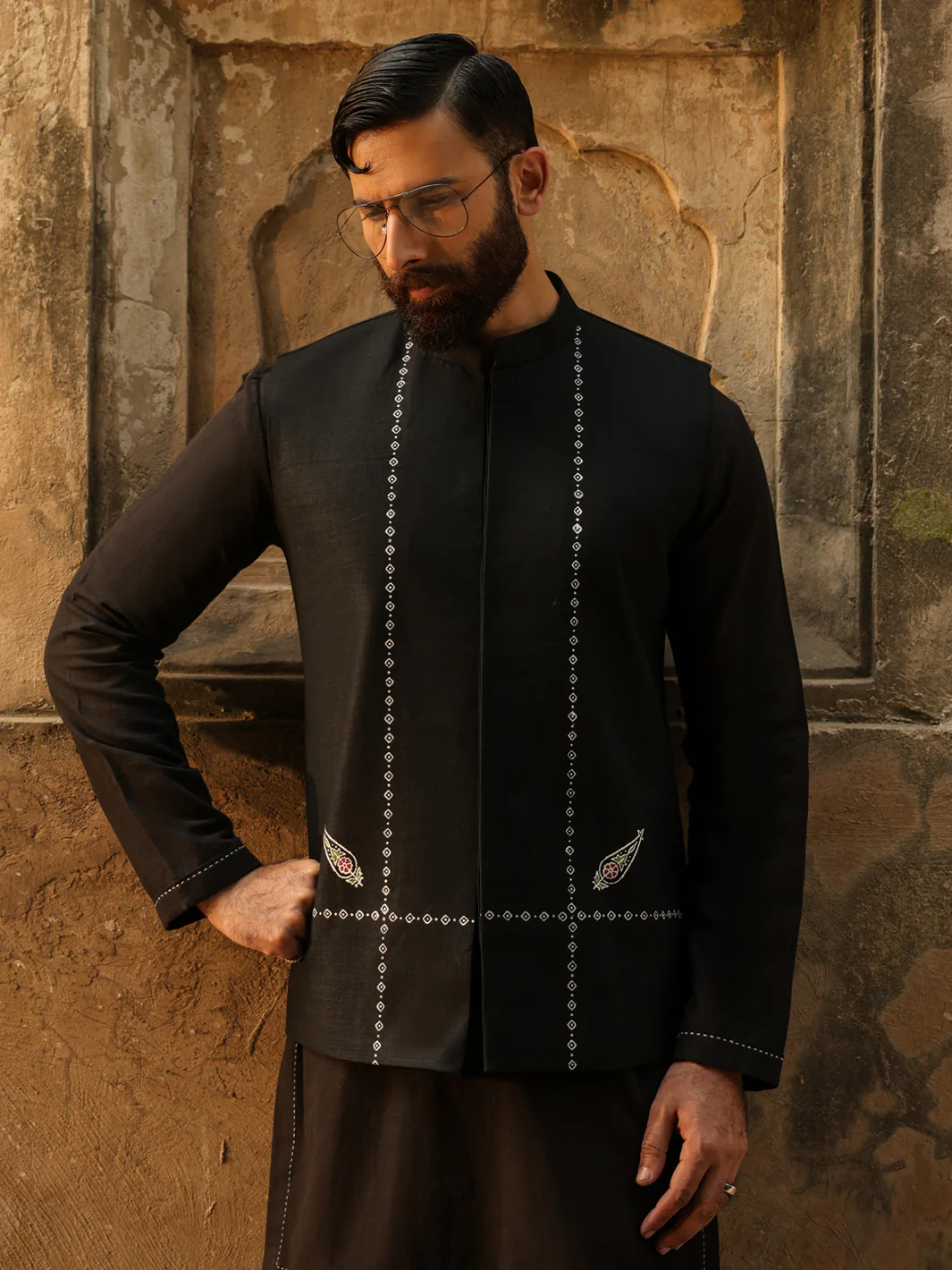 BLACK COTTON WAISTCOAT | AL-WC-608A/AM-6349C - Image 6