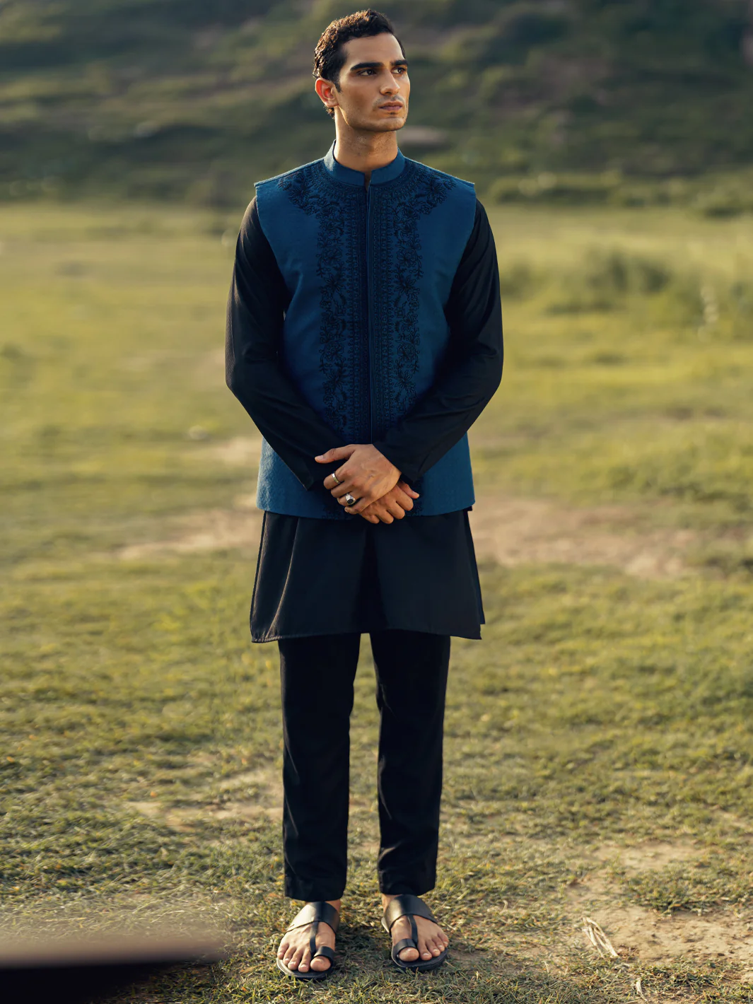 BLUE BLENDED WAISTCOAT | AL-WC-609/AM-15029A - Image 2