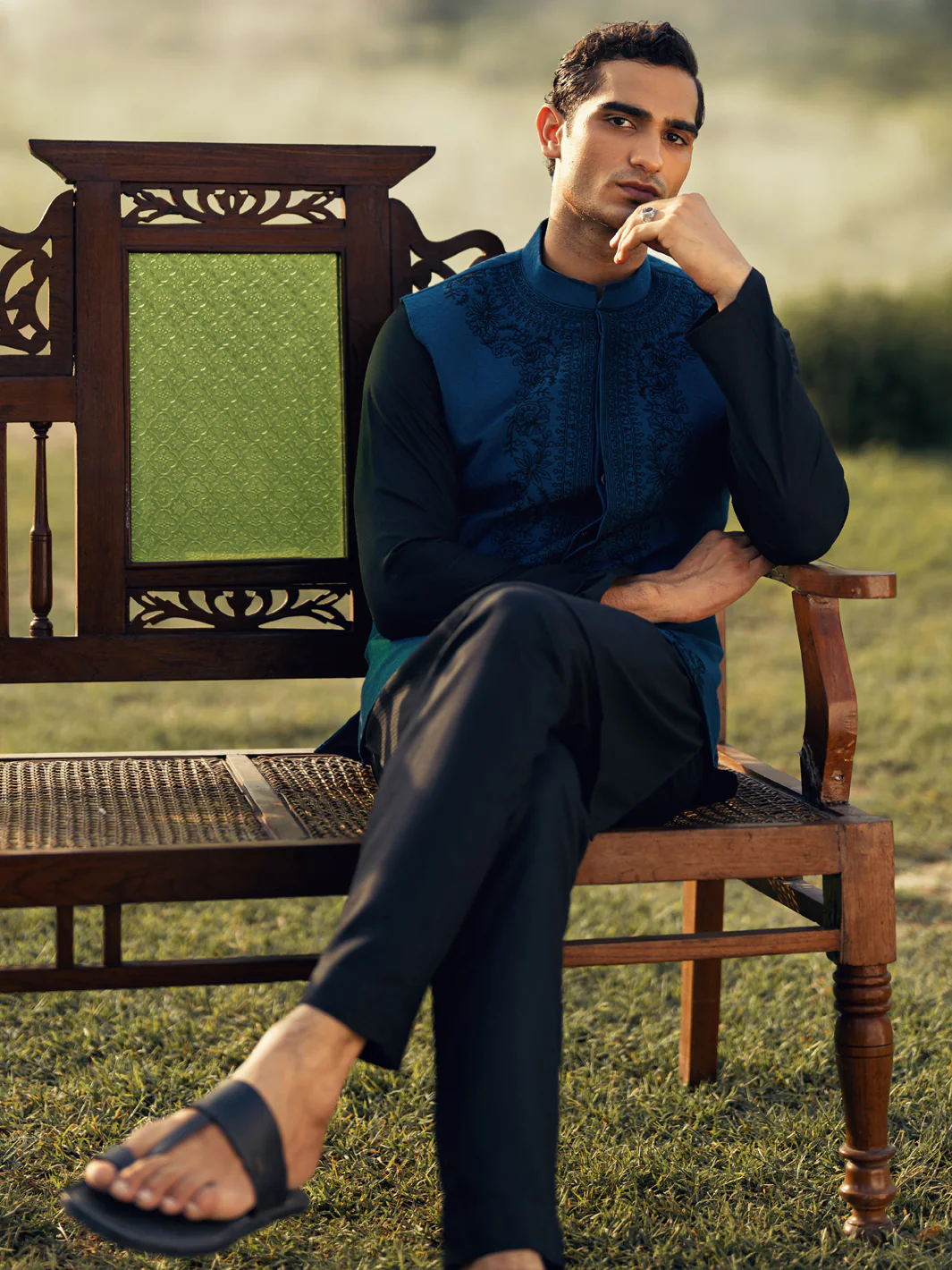 BLUE BLENDED WAISTCOAT | AL-WC-609/AM-15029A - Image 3