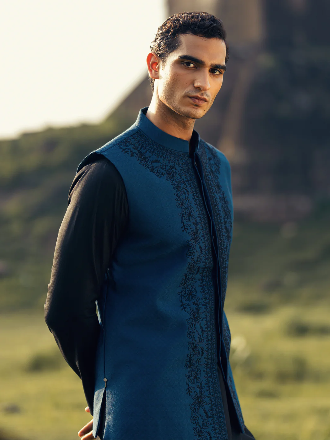 BLUE BLENDED WAISTCOAT | AL-WC-609/AM-15029A - Image 4