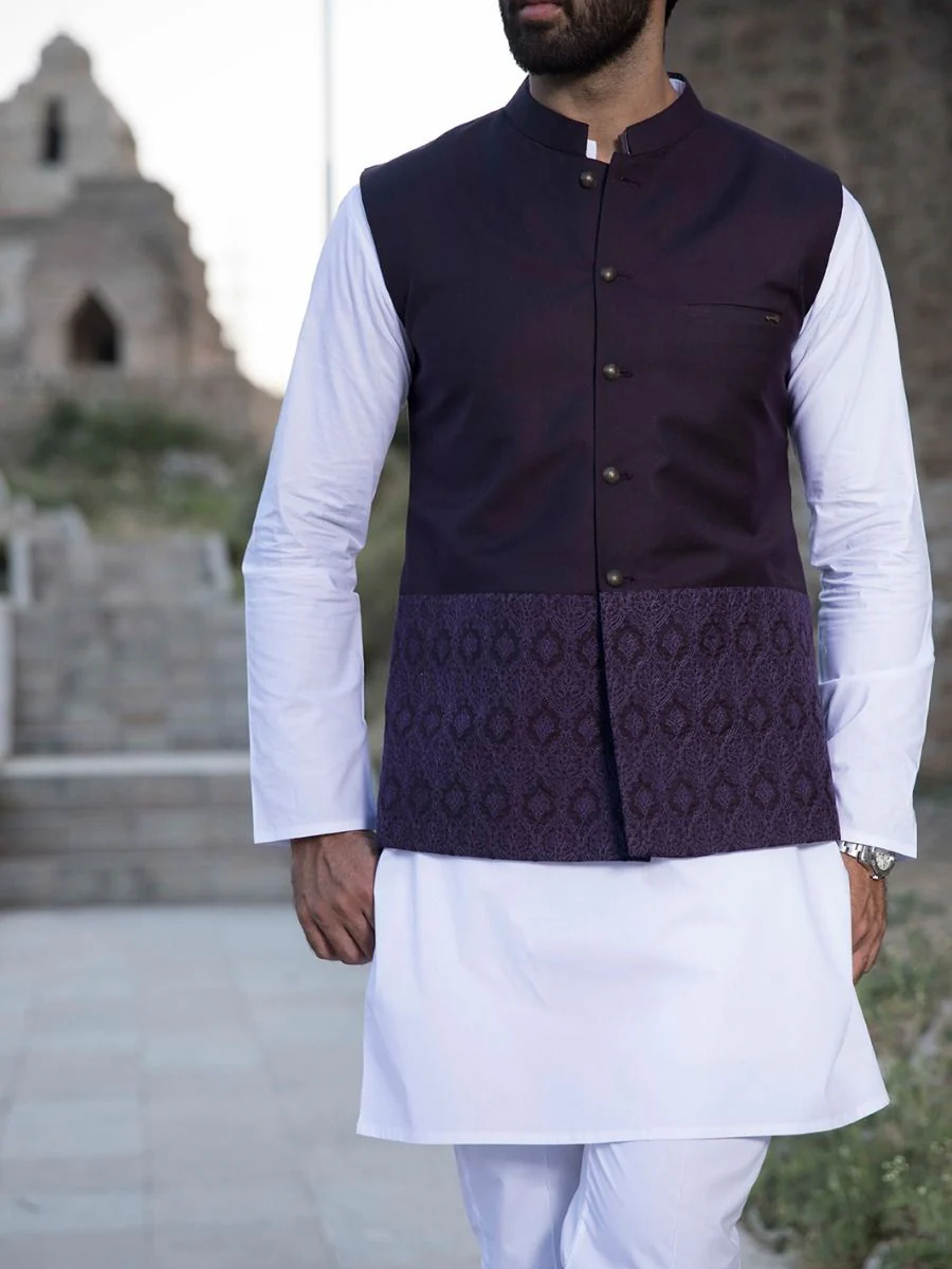 PURPLE TAFLON RAYON WAISTCOAT | AL-WC-US-270/AM-700B