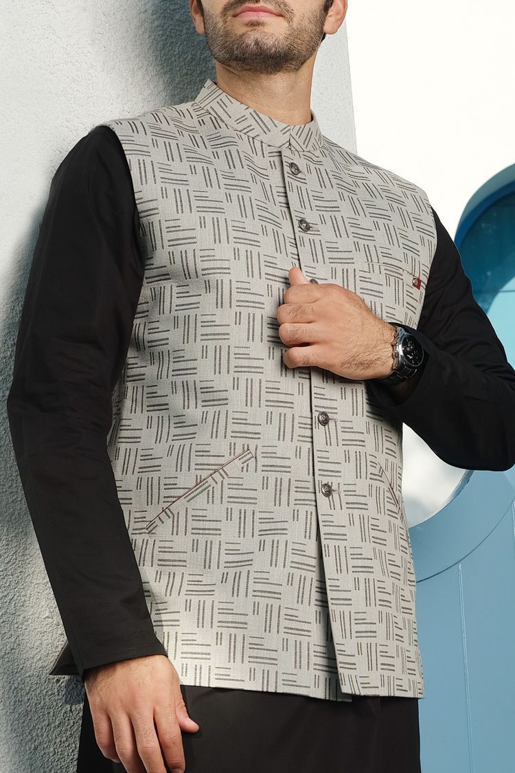 ASH GREY COTTON WAISTCOAT | AL-WC-US-287/AM-767A - Image 2