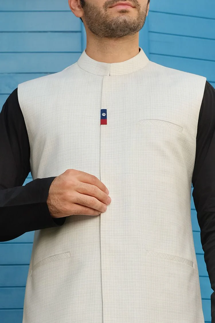 WHITE TAFLON RAYON WAISTCOAT | AL-WC-US-291/AM-773A - Image 2