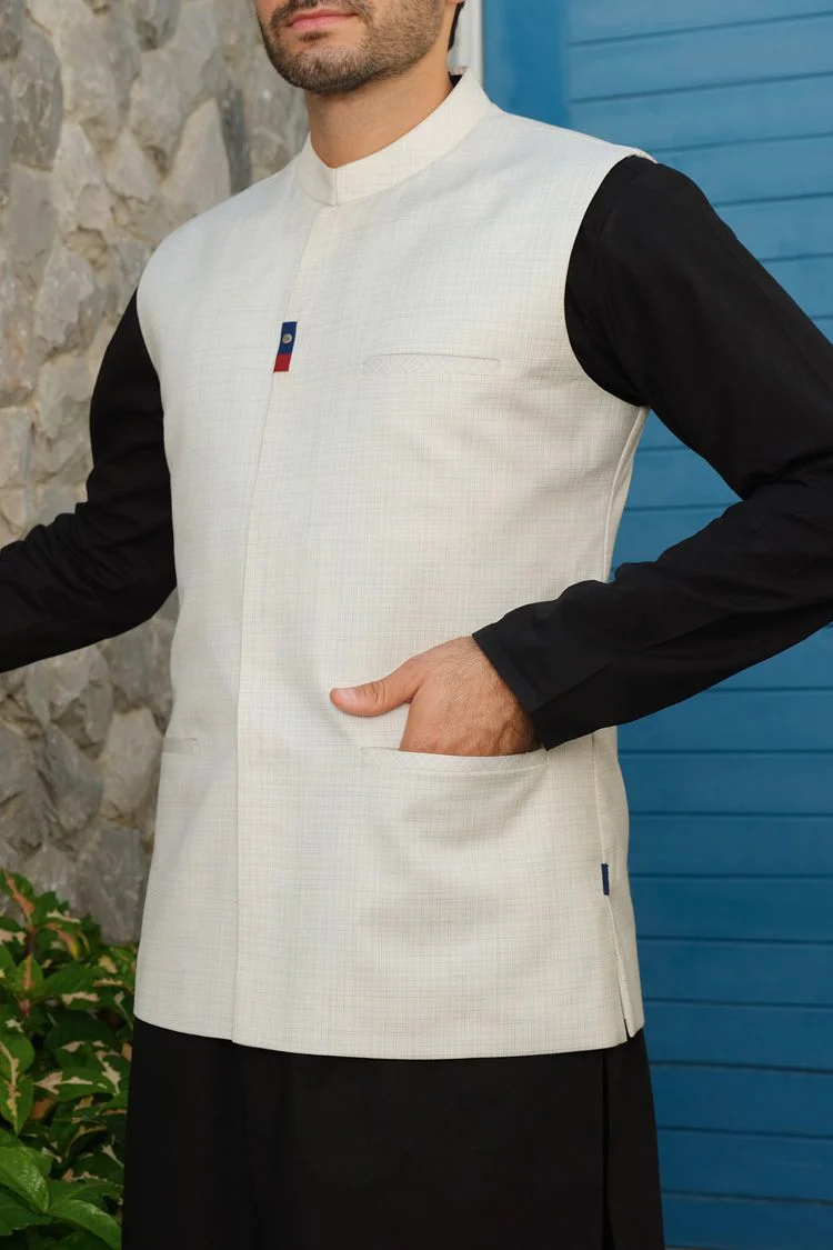 WHITE TAFLON RAYON WAISTCOAT | AL-WC-US-291/AM-773A - Image 3